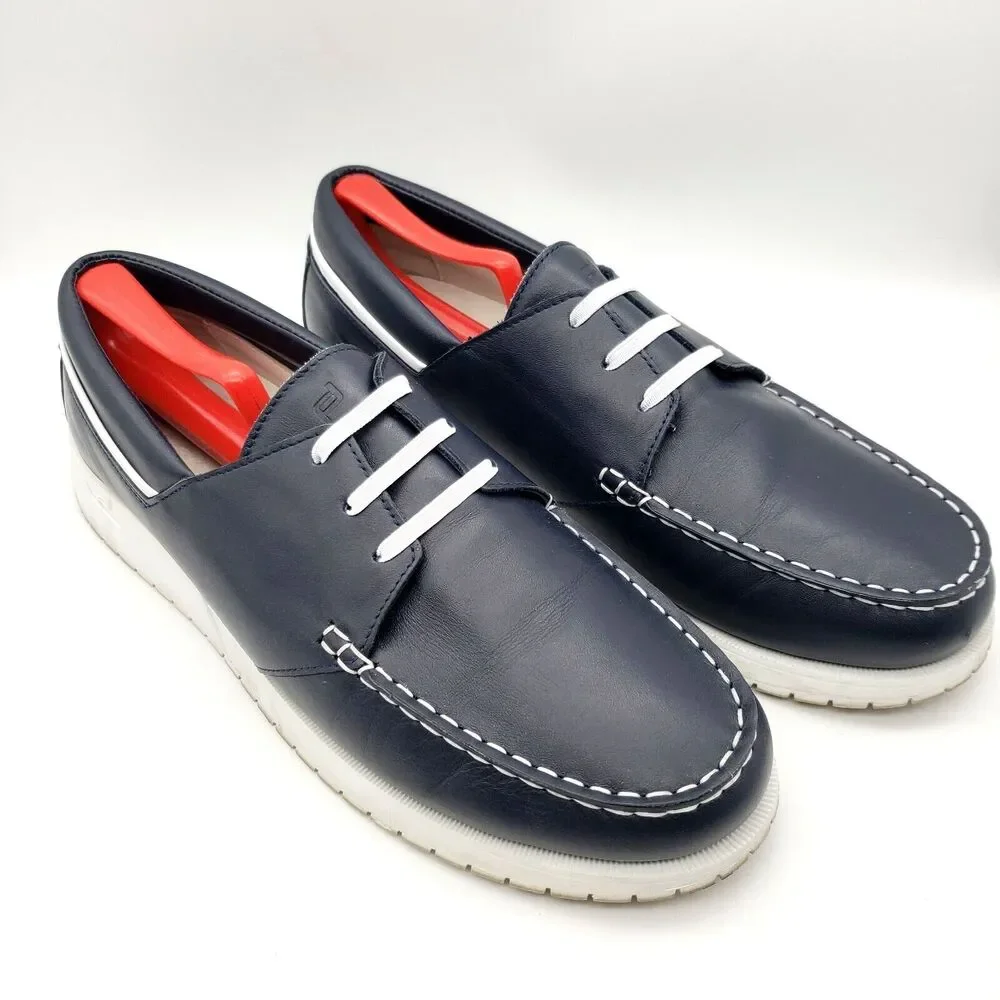 Porsche Design Boatshoe 2.0 Calf Loafer Men's 11.5 Leather Boat Shoes Navy Blue